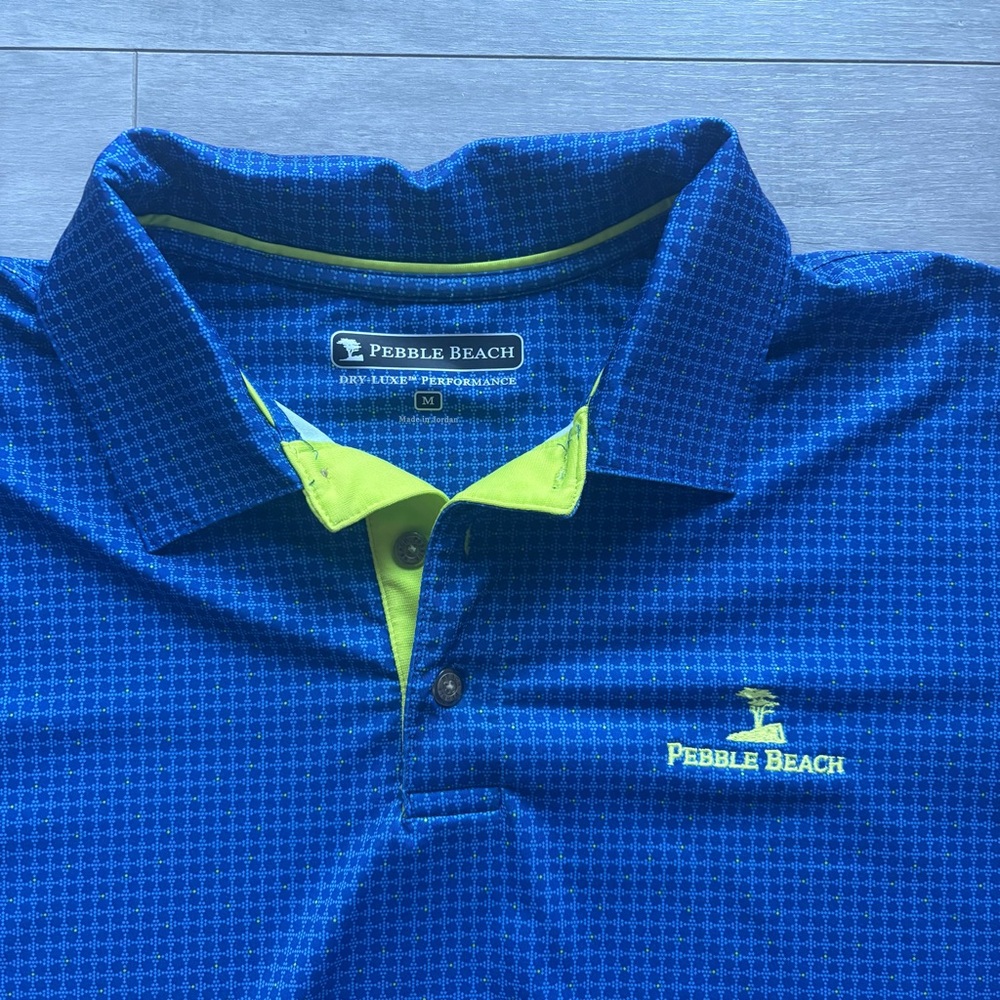 Pebble Beach Men's Navy and Lime Polo Shirt